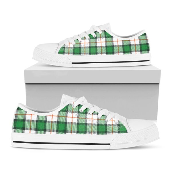 St Patrick’s Day Shoes, Irish Tartan St. Patrick’s Day Print White Low Top Shoes, St Patrick’s Day Sneakers