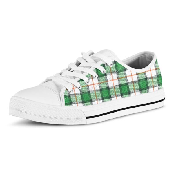 St Patrick’s Day Shoes, Irish Tartan St. Patrick’s Day Print White Low Top Shoes, St Patrick’s Day Sneakers