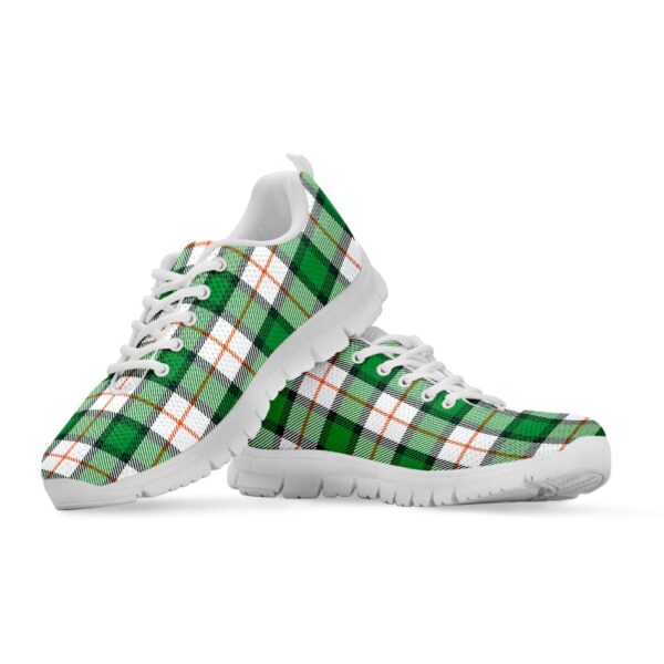 St Patrick’s Day Shoes, Irish Tartan St. Patrick’s Day Print White Running Shoes, St Patrick’s Day Sneakers