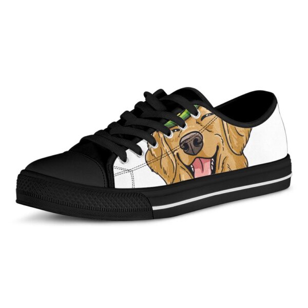St Patrick’s Day Shoes, Patrick’s Day Golden Retriever Print Black Low Top Shoes, St Patrick’s Day Sneakers