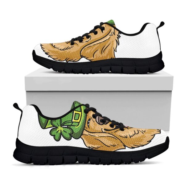 St Patrick’s Day Shoes, Patrick’s Day Golden Retriever Print Black Running Shoes, St Patrick’s Day Sneakers