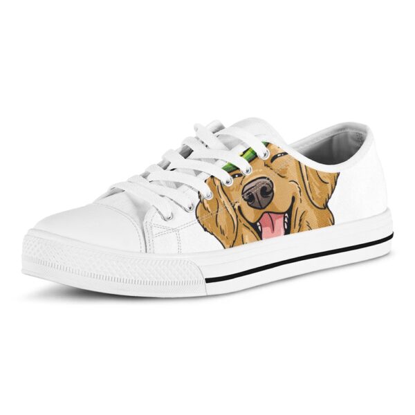 St Patrick’s Day Shoes, Patrick’s Day Golden Retriever Print White Low Top Shoes, St Patrick’s Day Sneakers