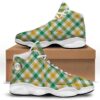 St Patrick’s Day Shoes, Patrick’s Day Irish Plaid Print White Basketball Shoes, St Patrick’s Day Sneakers