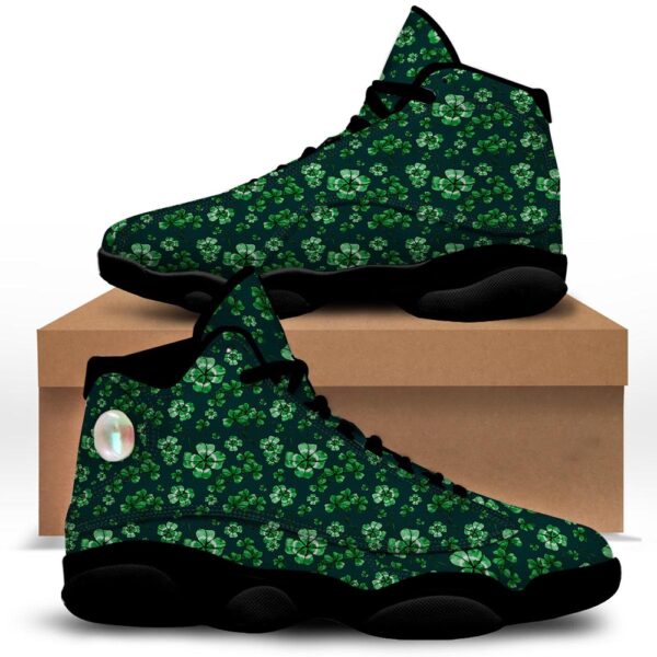 St Patrick’s Day Shoes, Patrick’s Day Watercolor Saint Print Pattern Black Basketball Shoes, St Patrick’s Day Sneakers