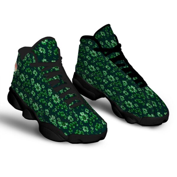 St Patrick’s Day Shoes, Patrick’s Day Watercolor Saint Print Pattern Black Basketball Shoes, St Patrick’s Day Sneakers