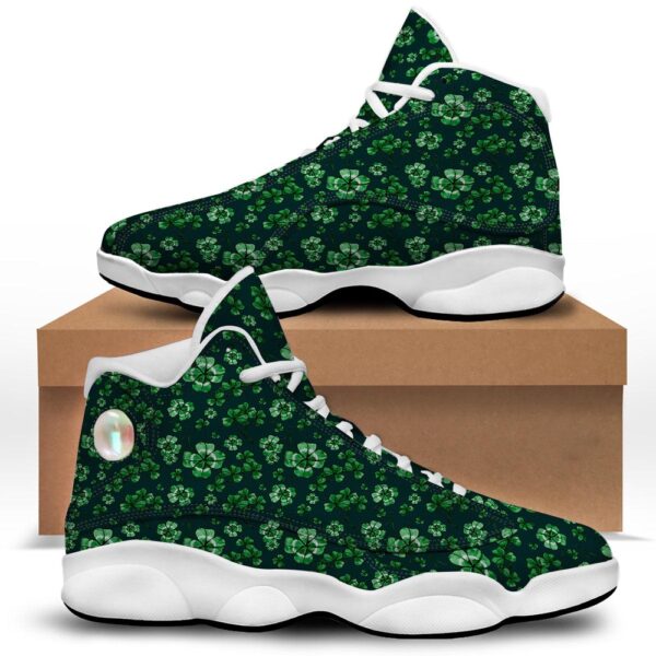St Patrick’s Day Shoes, Patrick’s Day Watercolor Saint Print Pattern White Basketball Shoes, St Patrick’s Day Sneakers