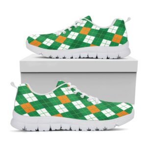 St Patrick s Day Shoes Saint Patrick s Day Argyle Pattern Print White Running Shoes St Patrick s Day Sneakers 1 emzzkr.jpg