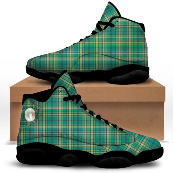 St Patrick’s Day Shoes, Saint Patrick’s Day Irish Check Print Black Basketball Shoes, St Patrick’s Day Sneakers