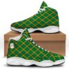 St Patrick’s Day Shoes, Saint Patrick’s Day Irish Plaid Print White Basketball Shoes, St Patrick’s Day Sneakers