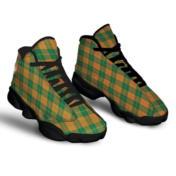 St Patrick’s Day Shoes, Saint Patrick’s Day Irish Tartan Print Black Basketball Shoes, St Patrick’s Day Sneakers