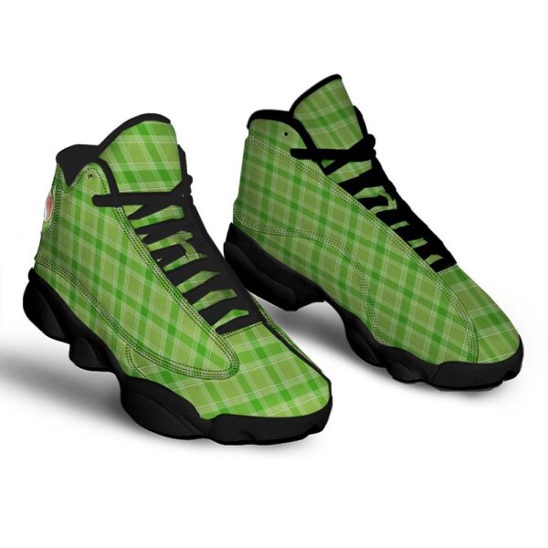 St Patrick’s Day Shoes, Saint Patrick’s Day Shamrock Plaid Print Pattern Black Basketball Shoes, St Patrick’s Day Sneakers