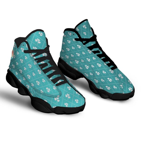 St Patrick’s Day Shoes, Saint Patrick’s Day Shamrock Print Pattern Black Basketball Shoes, St Patrick’s Day Sneakers