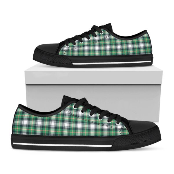 St Patrick’s Day Shoes, Saint Patrick’s Day Tartan Pattern Print Black Low Top Shoes, St Patrick’s Day Sneakers