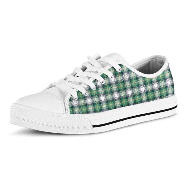 St Patrick’s Day Shoes, Saint Patrick’s Day Tartan Pattern Print White Low Top Shoes, St Patrick’s Day Sneakers