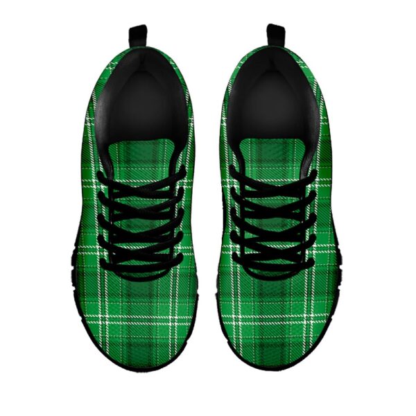 St Patrick’s Day Shoes, Saint Patrick’s Day Tartan Print Black Running Shoes, St Patrick’s Day Sneakers