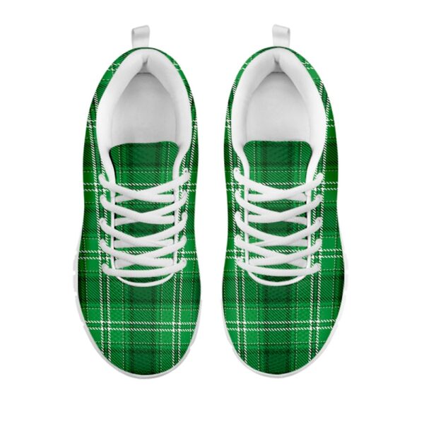 St Patrick’s Day Shoes, Saint Patrick’s Day Tartan Print White Running Shoes, St Patrick’s Day Sneakers