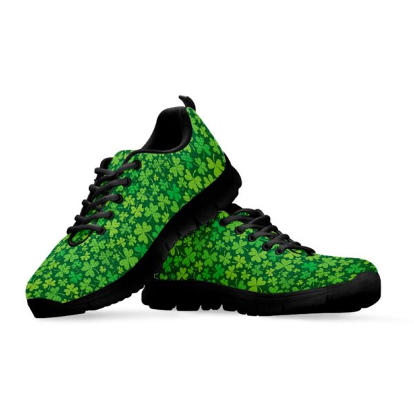 St Patrick’s Day Shoes, Shamrock Leaf St. Patrick’s Day Print Black Running Shoes, St Patrick’s Day Sneakers