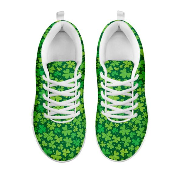 St Patrick’s Day Shoes, Shamrock Leaf St. Patrick’s Day Print White Running Shoes, St Patrick’s Day Sneakers