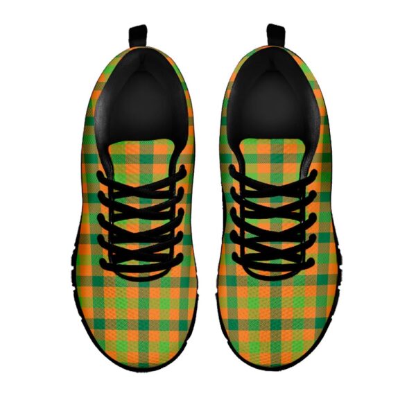 St Patrick’s Day Shoes, Shamrock Plaid Saint Patrick’s Day Print Black Running Shoes, St Patrick’s Day Sneakers