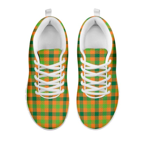 St Patrick’s Day Shoes, Shamrock Plaid Saint Patrick’s Day Print White Running Shoes, St Patrick’s Day Sneakers