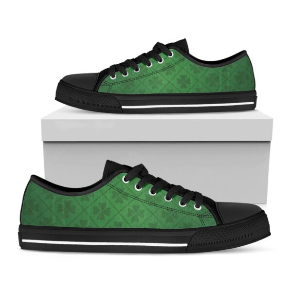 St Patrick’s Day Shoes, Shamrock St. Patrick’s Day Pattern Print Black Low Top Shoes, St Patrick’s Day Sneakers