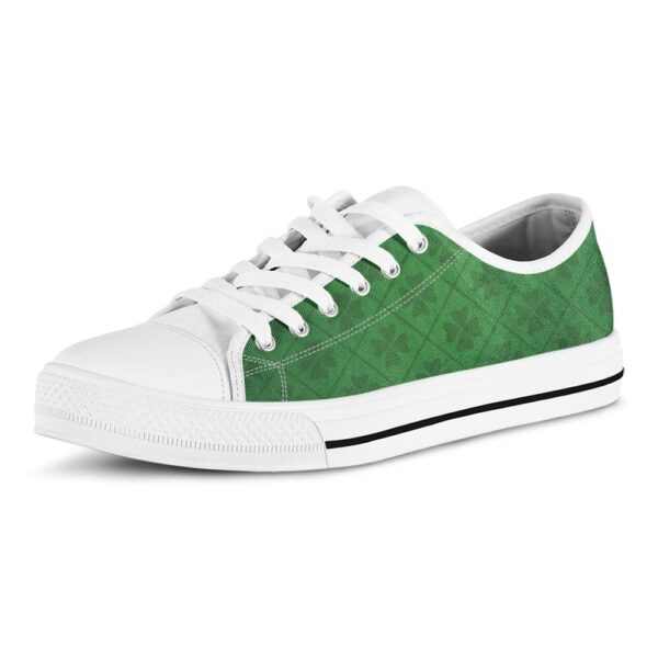 St Patrick’s Day Shoes, Shamrock St. Patrick’s Day Pattern Print White Low Top Shoes, St Patrick’s Day Sneakers
