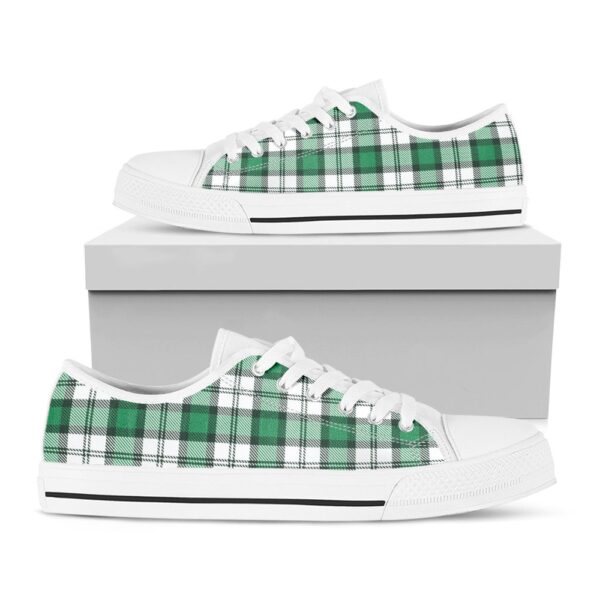 St Patrick’s Day Shoes, Shamrock St. Patrick’s Day Tartan Print White Low Top Shoes, St Patrick’s Day Sneakers