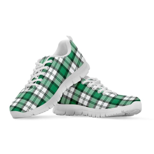 St Patrick’s Day Shoes, Shamrock St. Patrick’s Day Tartan Print White Running Shoes, St Patrick’s Day Sneakers