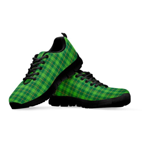 St Patrick’s Day Shoes, Shamrock Tartan St. Patrick’s Day Print Black Running Shoes, St Patrick’s Day Sneakers