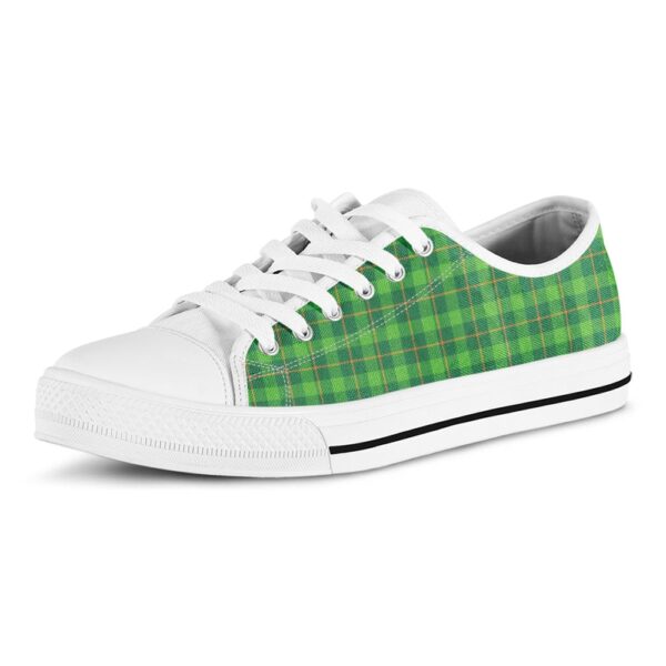 St Patrick’s Day Shoes, Shamrock Tartan St. Patrick’s Day Print White Low Top Shoes, St Patrick’s Day Sneakers