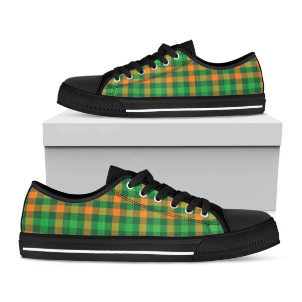 St Patrick’s Day Shoes, St. Patrick’s Day Buffalo Check Print Black Low Top Shoes, St Patrick’s Day Sneakers