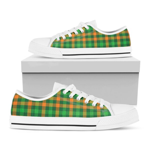 St Patrick’s Day Shoes, St. Patrick’s Day Buffalo Check Print White Low Top Shoes, St Patrick’s Day Sneakers