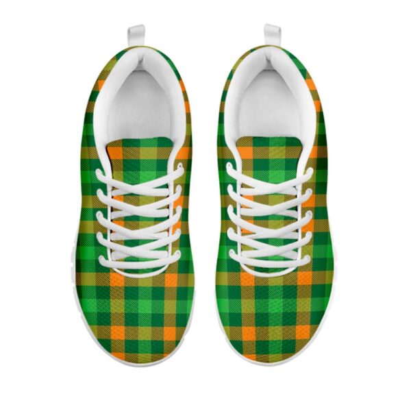 St Patrick’s Day Shoes, St. Patrick’s Day Buffalo Check Print White Running Shoes, St Patrick’s Day Sneakers