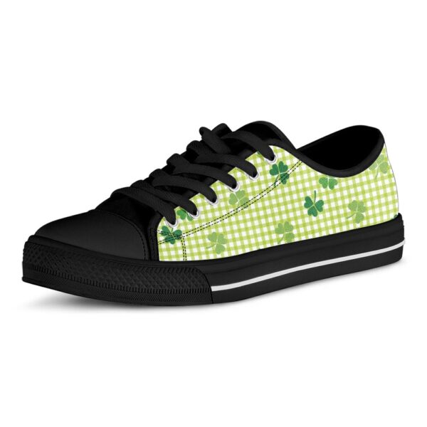 St Patrick’s Day Shoes, St. Patrick’s Day Buffalo Plaid Print Black Low Top Shoes, St Patrick’s Day Sneakers