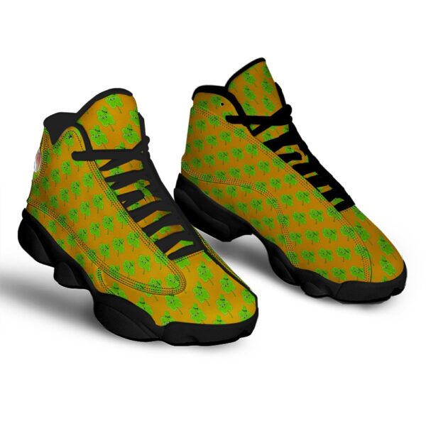 St Patrick’s Day Shoes, St. Patrick’s Day Cute Clover Print Black Basketball Shoes, St Patrick’s Day Sneakers