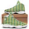 St Patrick’s Day Shoes, St. Patrick’s Day Irish Checkered Print White Basketball Shoes, St Patrick’s Day Sneakers