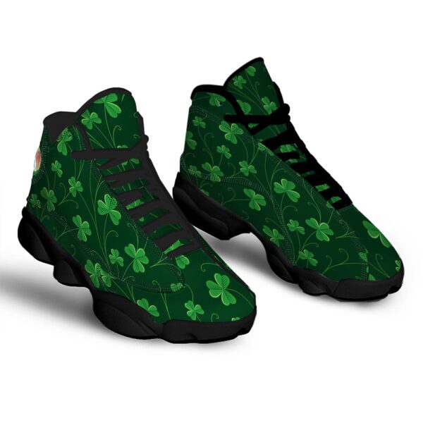 St Patrick’s Day Shoes, St. Patrick’s Day Irish Leaf Print Black Basketball Shoes, St Patrick’s Day Sneakers