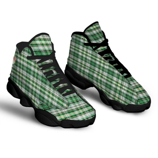St Patrick’s Day Shoes, St. Patrick’s Day Irish Tartan Print Black Basketball Shoes, St Patrick’s Day Sneakers