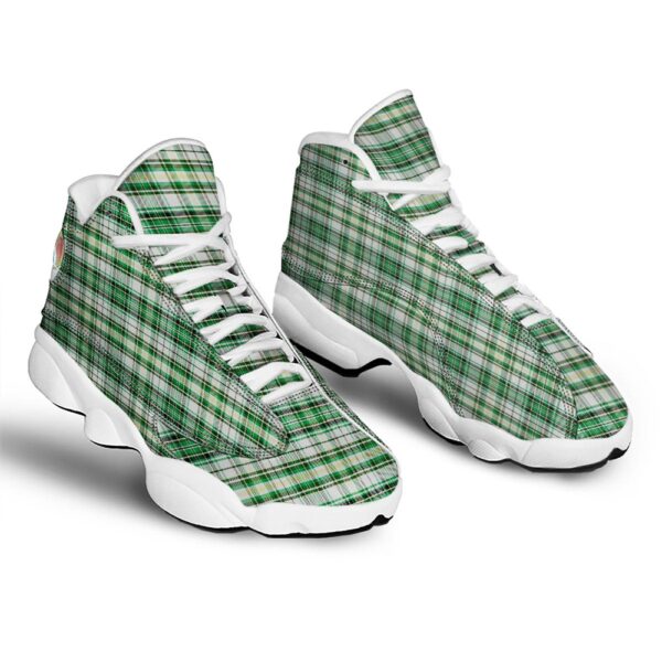 St Patrick’s Day Shoes, St. Patrick’s Day Irish Tartan Print White Basketball Shoes, St Patrick’s Day Sneakers