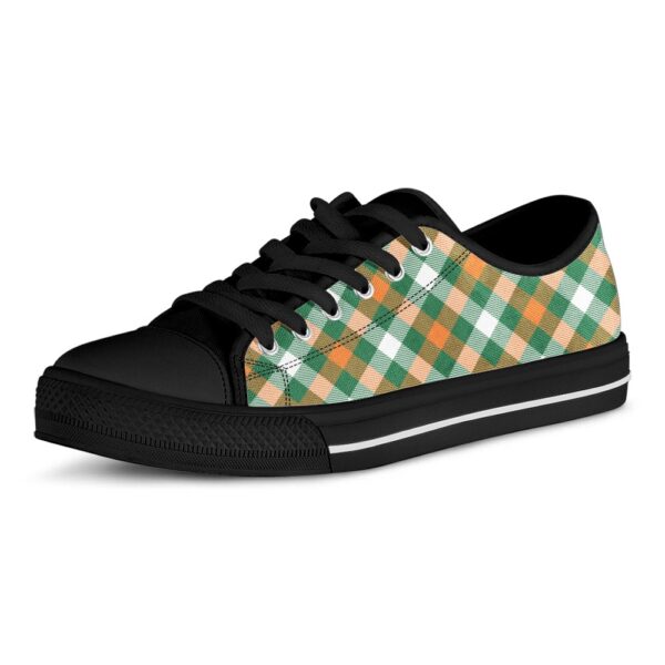 St Patrick’s Day Shoes, St. Patrick’s Day Plaid Pattern Print Black Low Top Shoes, St Patrick’s Day Sneakers