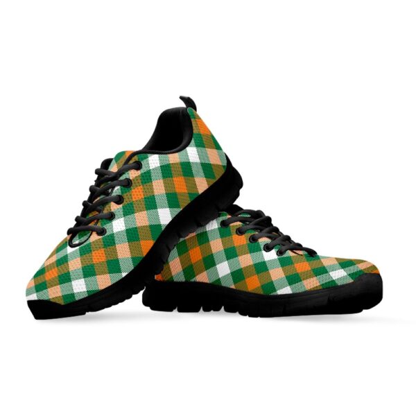St Patrick’s Day Shoes, St. Patrick’s Day Plaid Pattern Print Black Running Shoes, St Patrick’s Day Sneakers