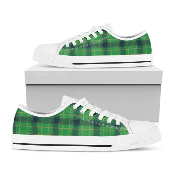 St Patrick’s Day Shoes, St. Patrick’s Day Scottish Plaid Print White Low Top Shoes, St Patrick’s Day Sneakers