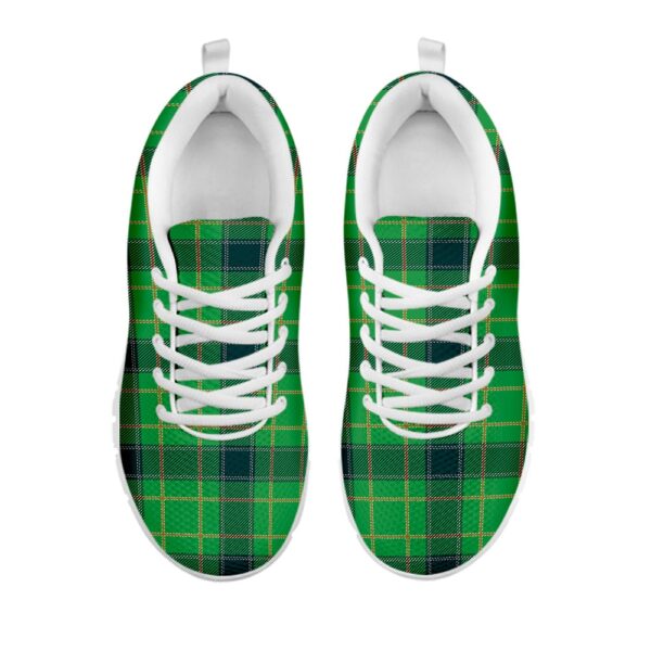 St Patrick’s Day Shoes, St. Patrick’s Day Scottish Plaid Print White Running Shoes, St Patrick’s Day Sneakers