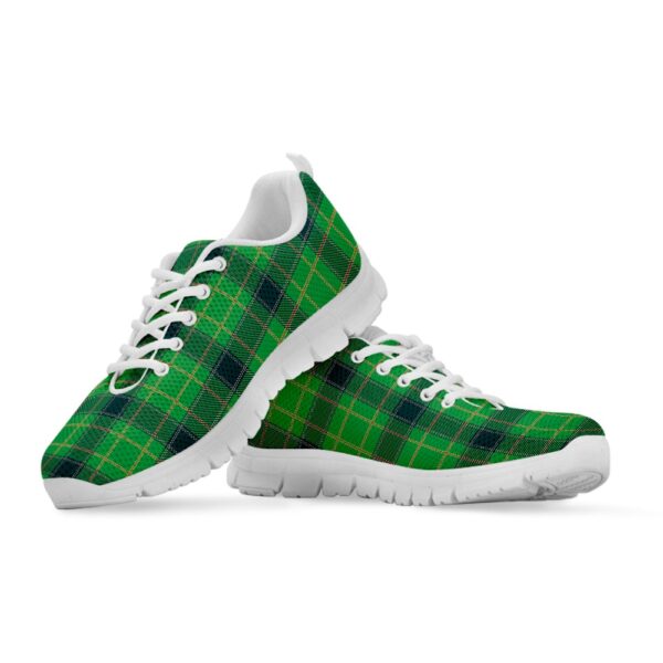 St Patrick’s Day Shoes, St. Patrick’s Day Scottish Plaid Print White Running Shoes, St Patrick’s Day Sneakers