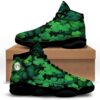 St Patrick’s Day Shoes, St. Patrick’s Day Shamrock Clover Print Black Basketball Shoes, St Patrick’s Day Sneakers