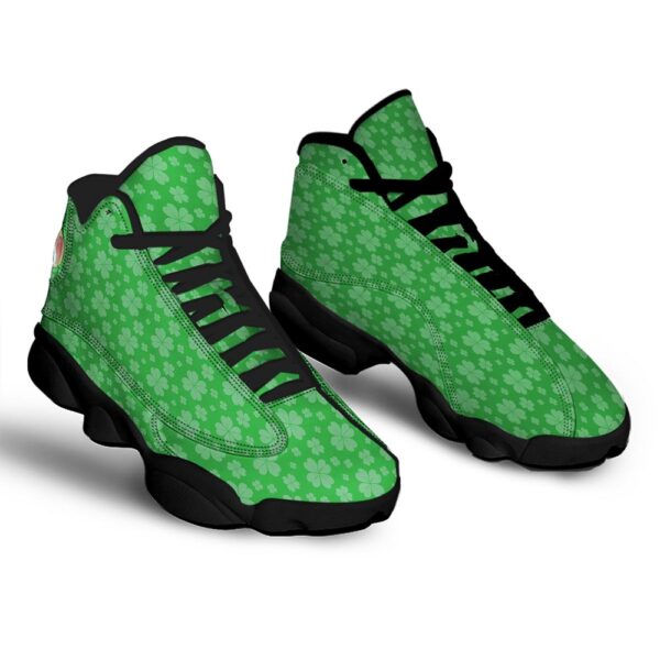 St Patrick’s Day Shoes, St. Patrick’s Day Shamrock Leaf Print Pattern Black Basketball Shoes, St Patrick’s Day Sneakers