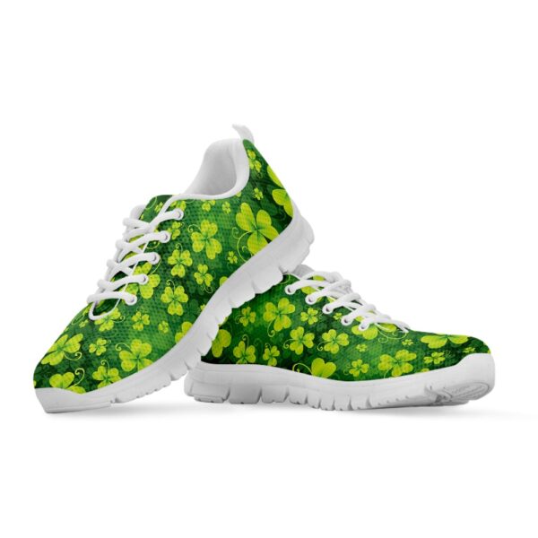 St Patrick’s Day Shoes, St. Patrick’s Day Shamrock Pattern Print White Running Shoes, St Patrick’s Day Sneakers