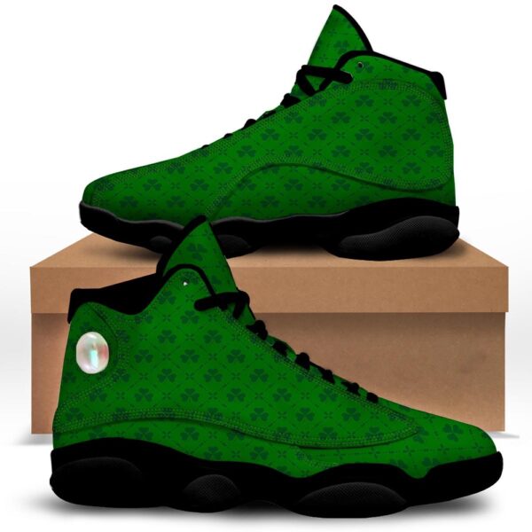 St Patrick’s Day Shoes, St. Patrick’s Day Shamrock Print Pattern Black Basketball Shoes, St Patrick’s Day Sneakers