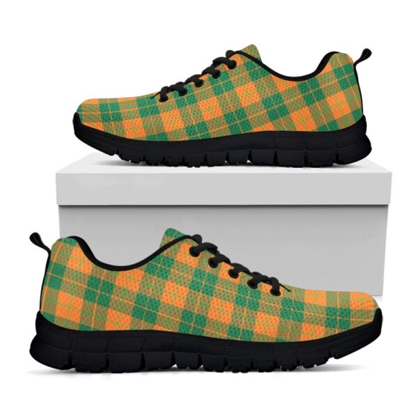 St Patrick’s Day Shoes, St. Patrick’s Day Stewart Plaid Print Black Running Shoes, St Patrick’s Day Sneakers