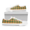 St Patrick’s Day Shoes, St. Patrick’s Day Stewart Plaid Print White Low Top Shoes, St Patrick’s Day Sneakers